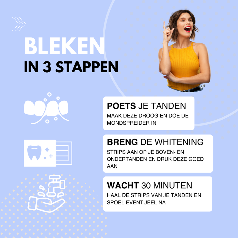 Complete instructies voor whitening strips set